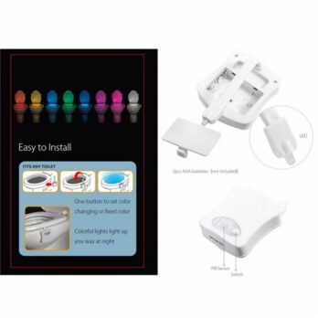 LA LUMIÈRE DE TOILETTE LED ACTIVÉ PAR LE MOUVEMENT HUMAIN 8 COULEURS AUTOMATIQUE